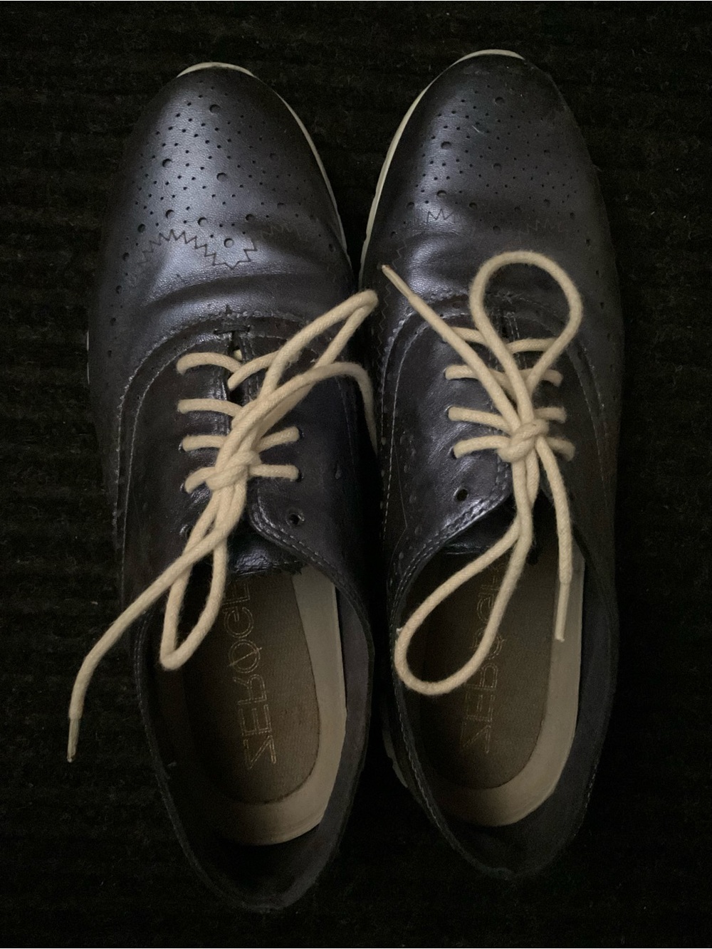 Blue shiny Lace-Up Oxfords with Cream Laces shiny disco 90s party colorful